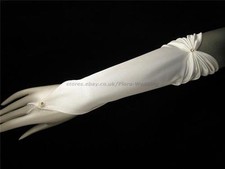 Satin Fingerless Long Prom / Wedding Bride / Bridesmaid Glove, Ruffle Diamonds