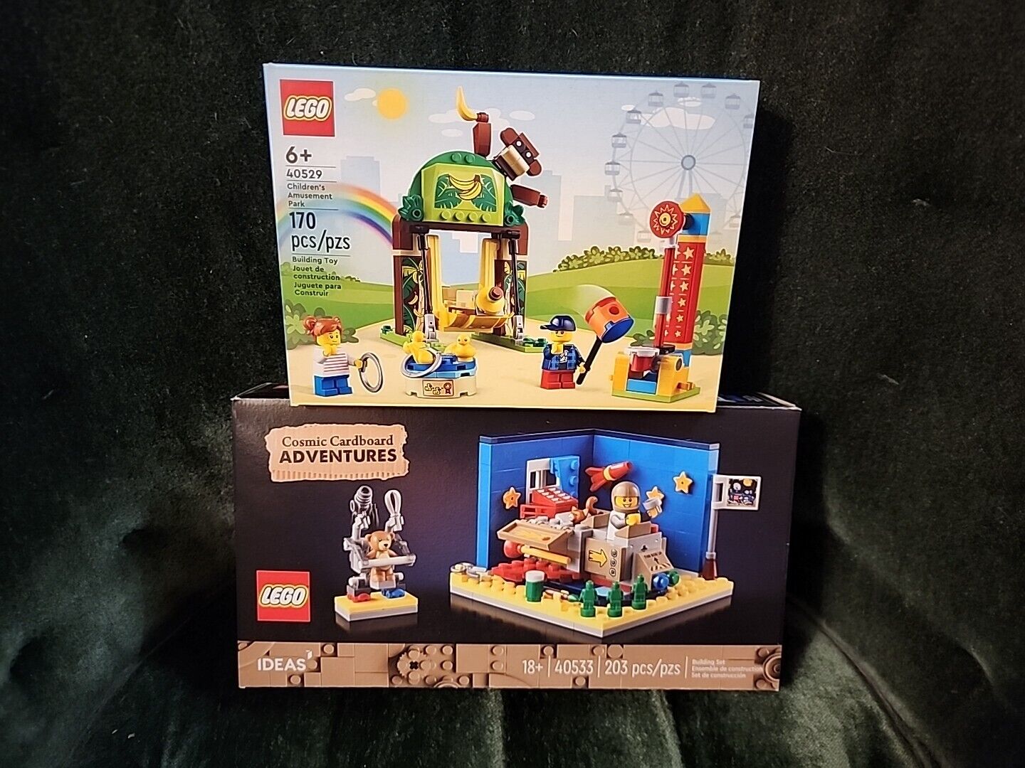 2 Sets: LEGO Cosmic Cardboard Adventures 40533 & Children’s Amusement Park 40529