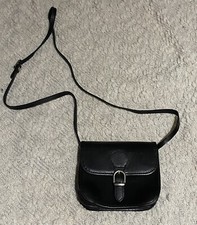 Vera Pelle Made in Italy Black Leather Crossbody Small Bag