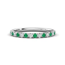 Sterling Silver 925 Emerald Brilliant-Cut Round 2.00mm Half Eternity Ring