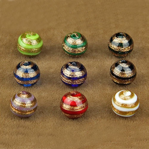 20pcs Gold Striped Round Beads with Hole Ethnic Bracelet for Jewelry Making - Picture 5 of 7