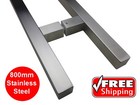 ENTRANCE DOOR HANDLE PULL ENTRY SET SQUARE STAINLESS STEEL 800mm LONG SATIN 