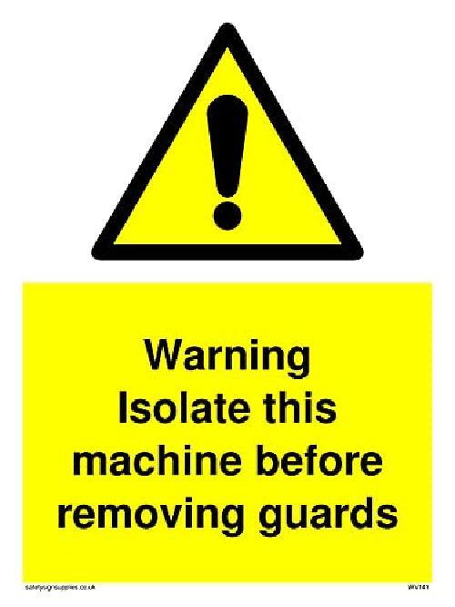 Confezione da 5 – Isolate Machine Before Guards – 150 x 200 mm – A5P