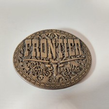 Vintage Brass Belt Buckle Frontier Hotel Las Vegas NV 3 1/4 by 2 1/2 Inch