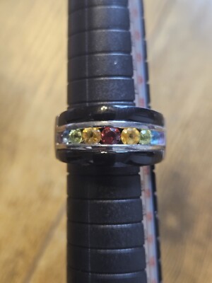 925 Sterlingsilber mehrfarbig Größe 7 3/4 Band Ring