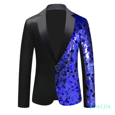 Men's Bling Sequins Blazer Performance Suit Jacket Dance Dress Costume  Glitter | eBay
