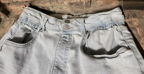 Shorts Vanilla Star Mom Shorts Juniors 13 Blue Distressed Pockets Zip & Button - Picture 3 of 9