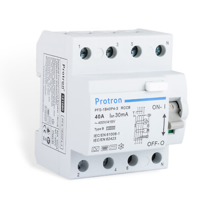 FI Fehlerstromschutzschalter RCD Typ B Allstromsensitiv Wallbox E-Auto AC DC