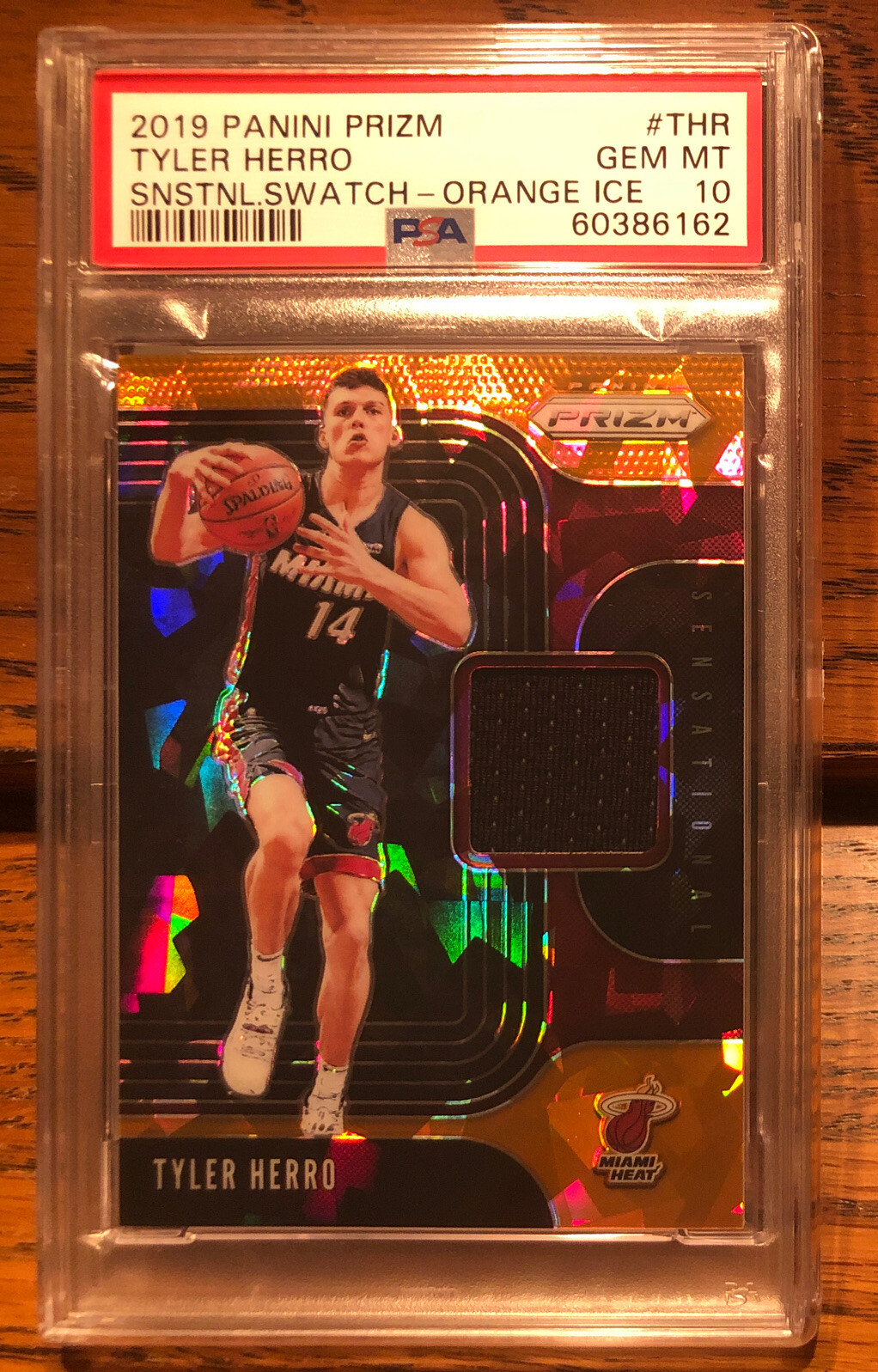 2019-20 Prizm Tyler Herro Sensational Swatch Orange Ice Rookie PSA 10