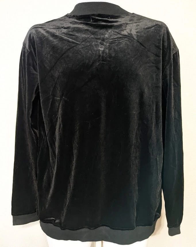 NUEVA CHAQUETA LA Hearts para mujer talla XS-S-M de terciopelo negro estilo ligero con cremallera Foto 3 de 4