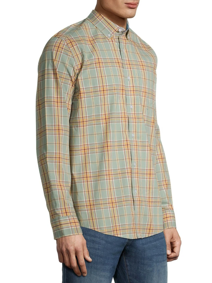 Длинный рукав эластичной поплин зеленая рубашка George мужчин и большой мужской размер 3XL 54-56 - Изображение 3 из 4