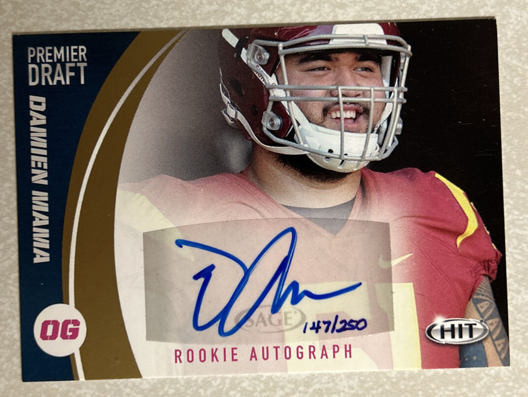 2017 SAGE HIT Premier Draft Damien Mama USC Gold Auto Card 147/250 NRMT/MT #A12