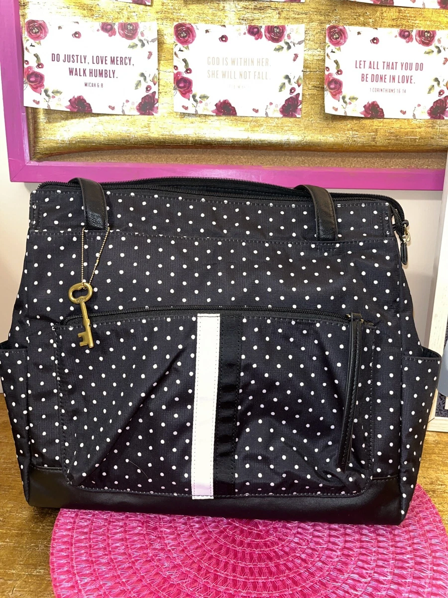 Fossil black and white polka dot purse sale