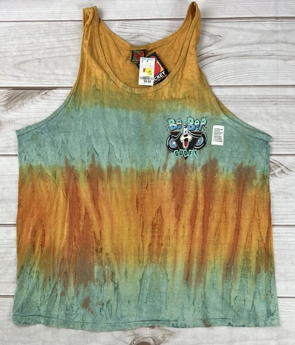 Vintage 1990s Mickey Mouse Tank Top Tie Dye Goofy Single Stitch NOS Orange XL