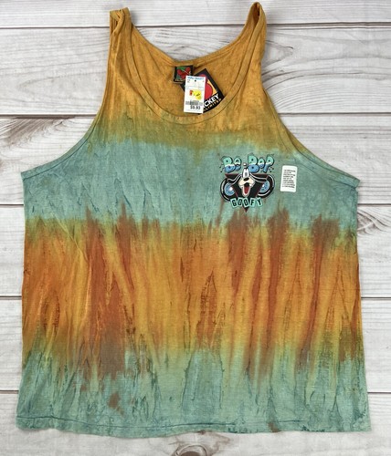 Vintage 1990s Mickey Mouse Tank Top Tie Dye Goofy Single Stitch  NOS Orange XL - Picture 1 of 4