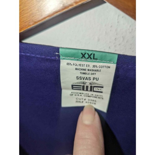 2 Women's Scrub Tops 2XL XXL Pink Purple EWC, Inc Plus Size - Picture 6 of 7