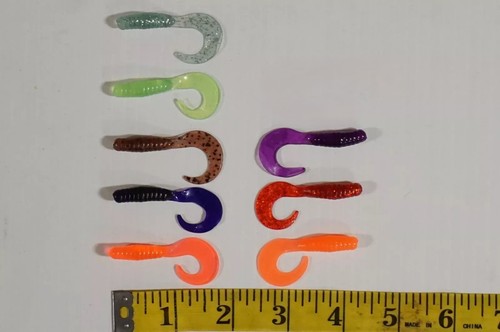100 - 2" Curly Tail Fishing Grubs Assortment - Plastic Panfish Bait! - Picture 2 of 5