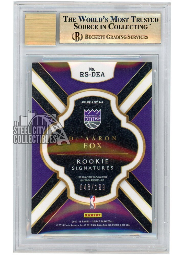 De'Aaron Fox 2017-18 Panini Select Rookie Signatures Auto