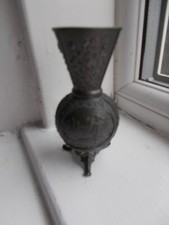 Continental  Pewter? White metal  3 legged Posie Vase/Urn