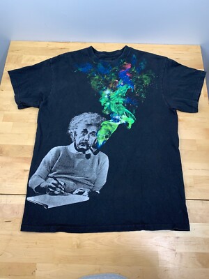Einstein Graphic T Shirt M Black Short Sleeve #3741