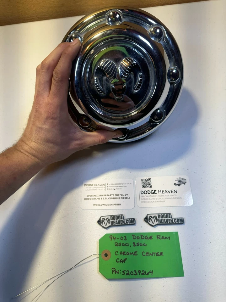 Tapacubos central cromado OEM 1994-2002 Dodge Ram/Furgoneta 2500 52039264 Foto 2 de 4