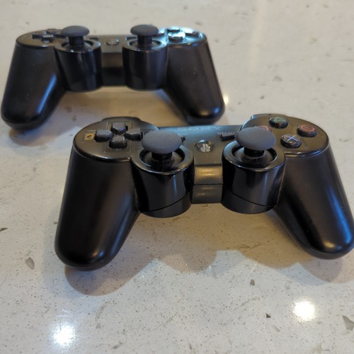 Sony Playstation 3 PS3 Sixaxis DualShock Controllers (2) Black OEM CECHZC2U A1 - Picture 2 of 6
