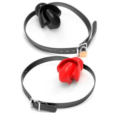 Silicone Open Mouth Gag Tongue Fix Fetish Dilator Ball Oral for Couple with Lock