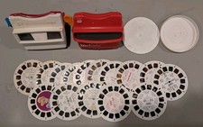 Vintage View-Master 3D Lot - 2 Vtg Viewers w 15 Reels And Case