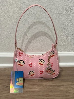 PAUL FRANK Pink JULIUS Monkey Pink Mini Shoulder Purse Bag Polka Dots Hearts Y2K
