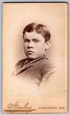 Antique Cdv Circa 1880s Stanley Young Handsome Man In Suit Posed Lewiston Maine