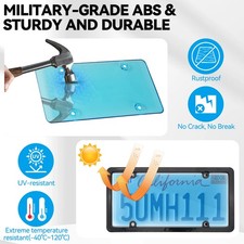 2 Unbreakable License Plate Coversframes Auto Tag Shield Protector Front Rear 2 Unbreakable License Plate Coversframes Auto Tag Shield Protector Front Rear