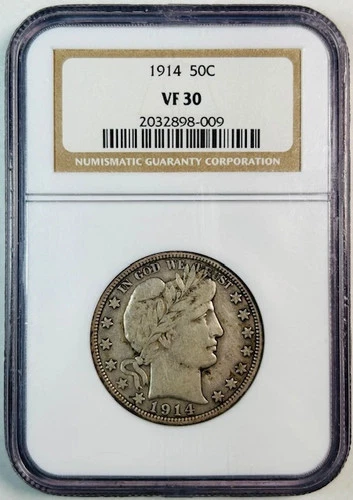 1914 Barber Half Dollar NGC VF-30