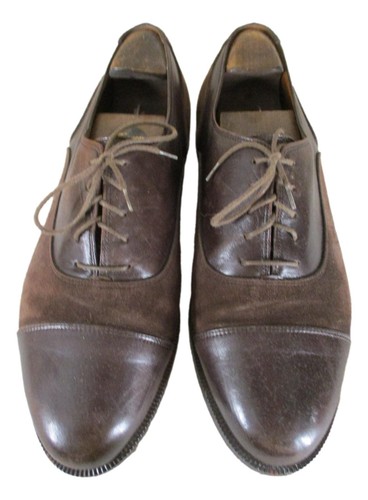 Bally Wengen Mens Brown Suede Panel Cap Toe Oxford Dress Shoes 9.5E Swiss