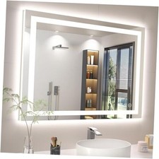 40X30 LED Bathroom Mirror with Lights, Anti-Fog, Backlit  Front 40"L x 30"W