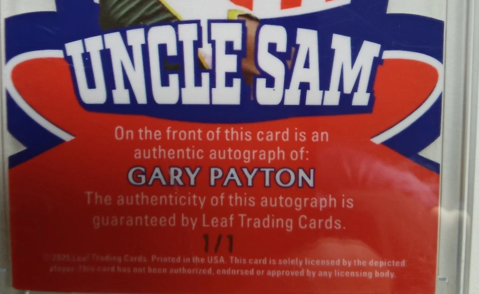 2025-Hoja de metal-Gary Payton-"Tío Sam"-Autógrafo 1/1-sp-Tarjeta troquelada Foto 3 de 3
