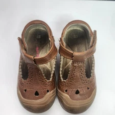 Girl Mary Jane Dress Shoes Brown Tan Size 5t Leather  Straps