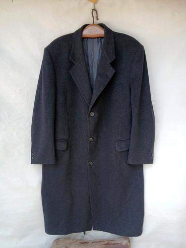 Vintage Yves Saint Laurent Cashmere Wool Overcoat Mens L XL Charcoal Made Italy