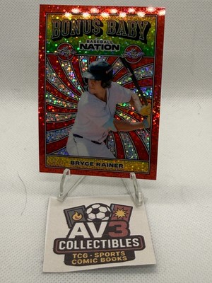 Bryce Rainer  2025 Leaf Baseball Nation Bonus Baby  ''Red Sparkles'' 2/2 Tigers