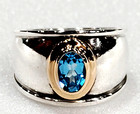 James Avery Christina Ring with Blue Topaz in Sterling Silver & 18k Gold Sz 6.5 — photo 3