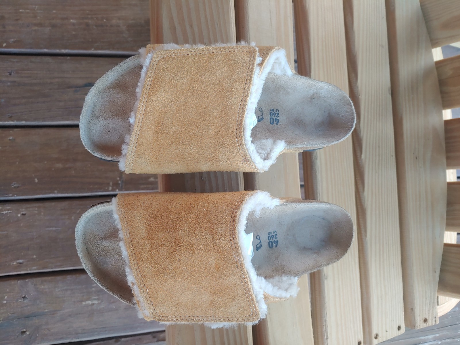 Birkenstock x Stussy Solana  Caramel Shearling Lined Slide  Women US 9 Men 7 image 2
