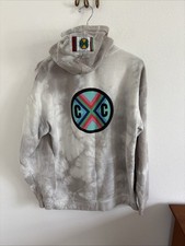 Cross Colours Tie Dye Acid Wash Hoodie Pullover Gray Size Large Y2K