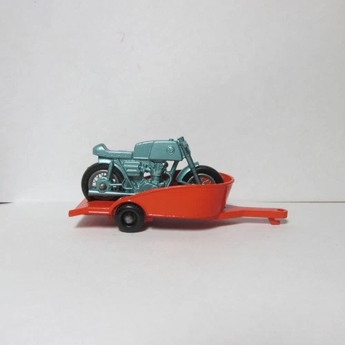 OLD DIECAST LESNEY MATCHBOX NO. 38 HONDA MOTORCYCLE AND TRAILER 1967 ENGLAND