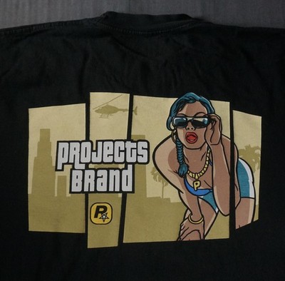 Projects Brand Shirt Mens Medium Black Video Game Girl Brooklyn Projects Cropped