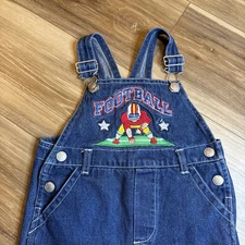 Vintage Unbranded Baby Unisex Clothes SZ 24M Denim Jean Embroidered Overalls