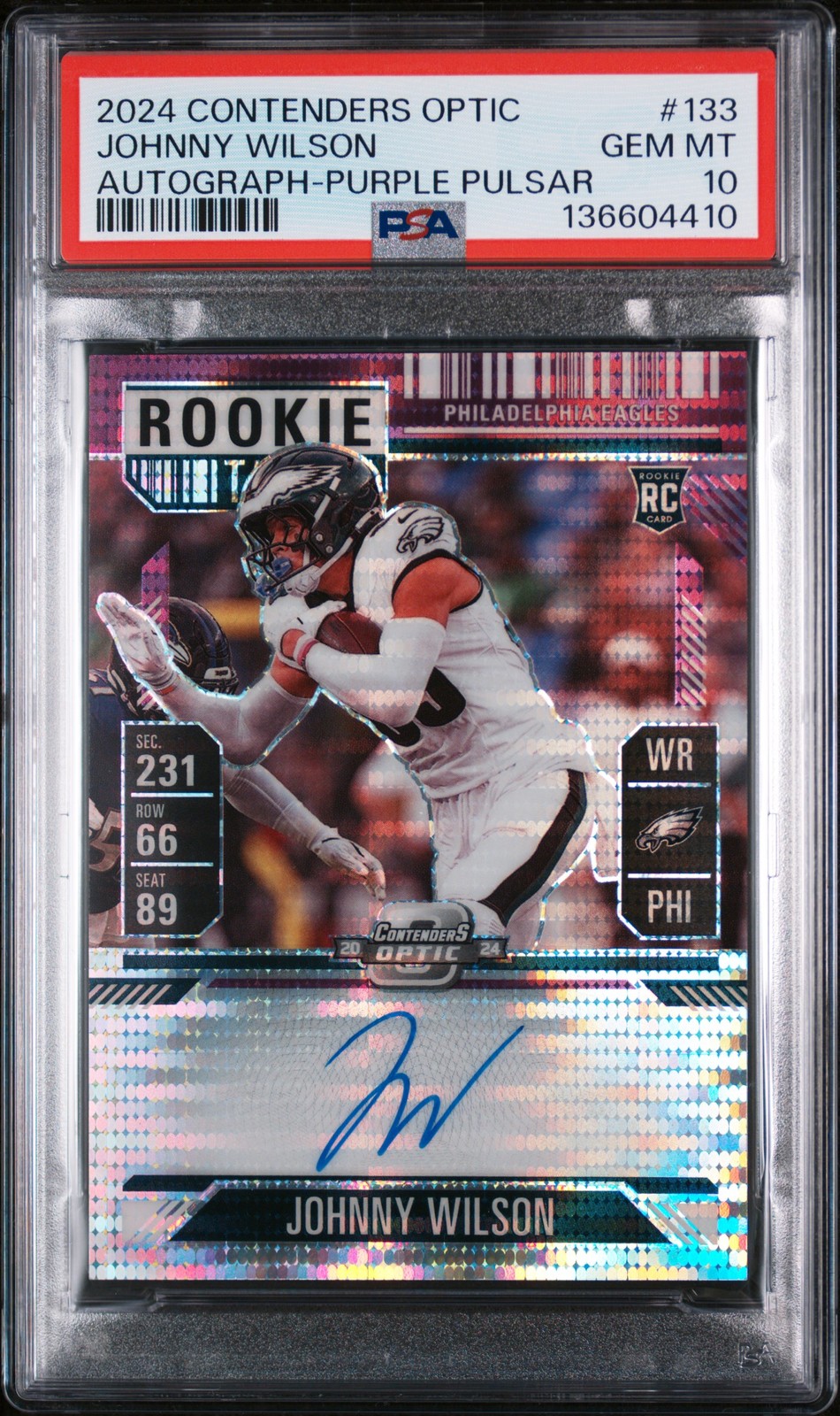 Johnny Wilson Panini Contenders Optic #133 Autograph-Purple Pulsar