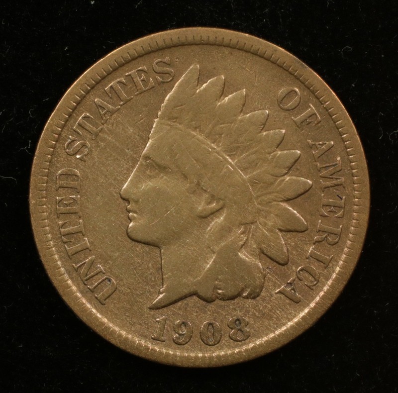 1908-S Indian Head Cent 1C Key Date Fine Condition Raw (#SLC00465)