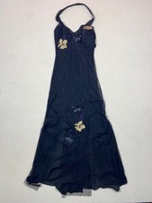 Versace Jeans Couture Black Mesh Embroidered Halter Maxi Dress IT 42 EU 38
