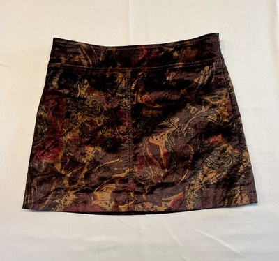 Free People Moving On Velvet Paisley Mini Skirt, Festival Glam Boho Party, Sz 6