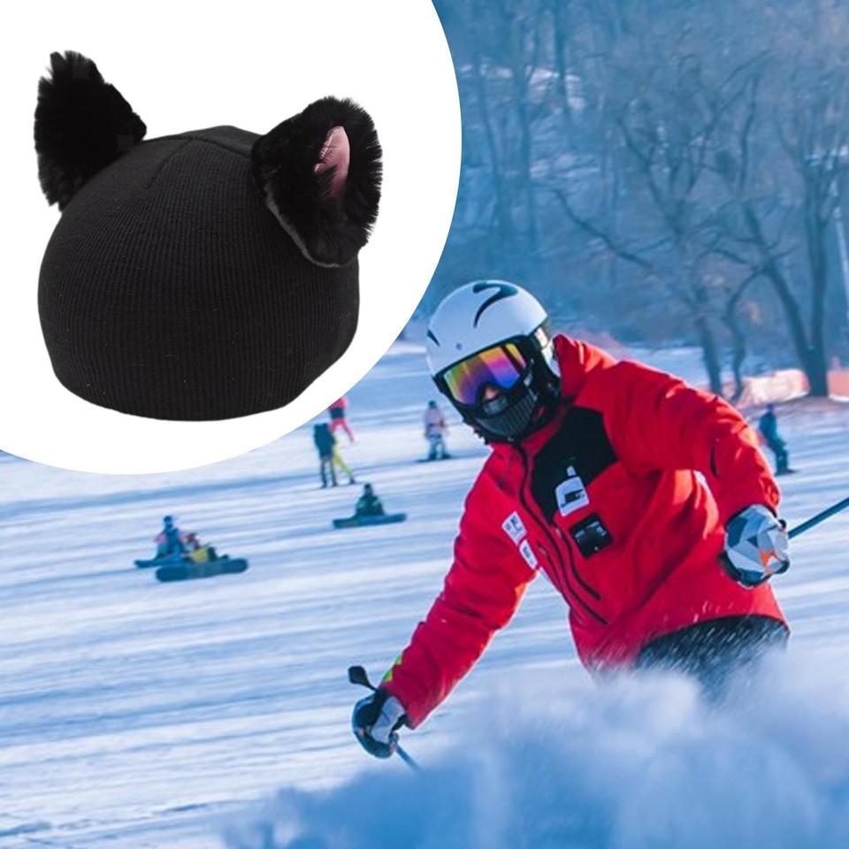 Knitted Snowboard Helmet Cover Knitted Ski Helmet Cover With Animal Ears -  Cute Snowboard Helmet Accessory For Kids, Teens, Adults Elastic Helmet Cover  For Kids