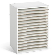 Caydo 15 Slot Paper Organizer Storage, Wood Adjustable Shelves Paper Storage